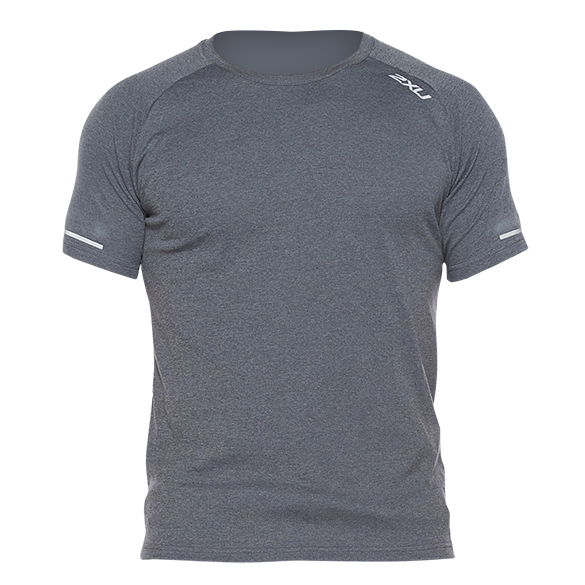 2XU XVENT G2 hardloopshirt korte mouw grijs heren MR6373a-TRBSRF