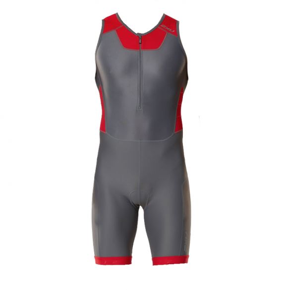 2XU Trisuit X-vent front zip grijs/rood heren MT4354dCHR/TRD
