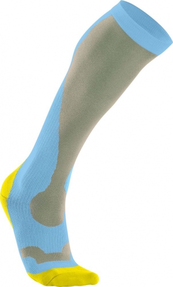 2XU Performance compressie sokken blauw/geel dames WA2443eTRQ/FSO