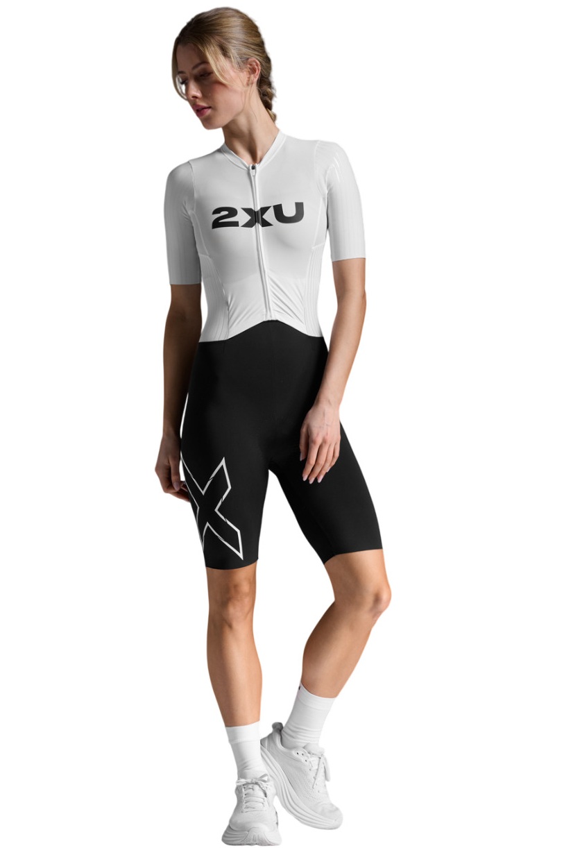 2XU Trisuit Light speed react korte mouw zwart/wit dames WT7401D-BLK/WHT