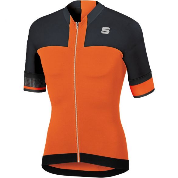 Sportful Strike jersey korte mouw fietsshirt zwart/oranje heren 1101879-850