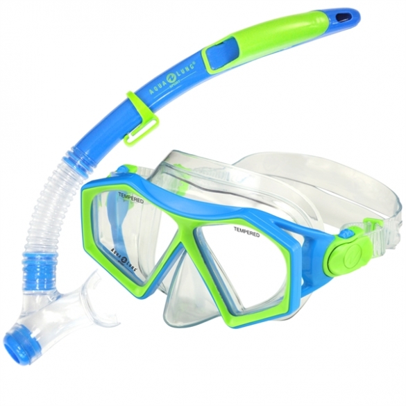Aqua Lung Sport Molokai + Spout Kids Snorkelset blauw/groen AS1002384B