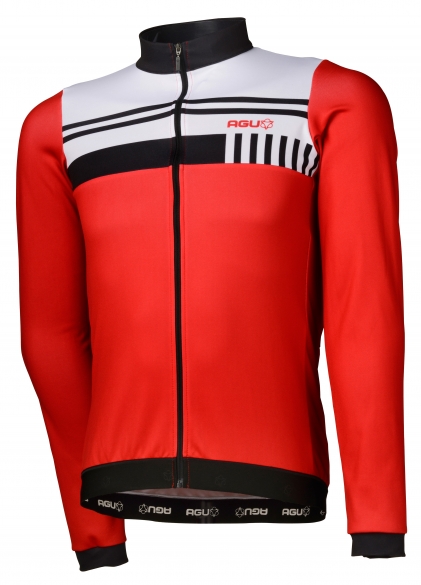 Agu Naro fietsshirt lange mouw rood/wit heren 440598