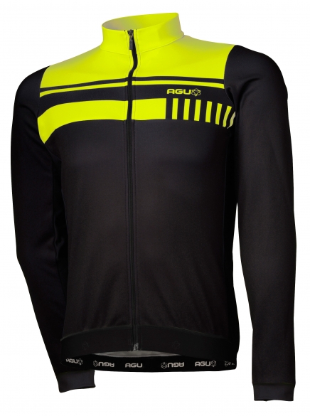 Agu Naro fietsshirt lange mouw zwart/geel (fluo) heren 440600
