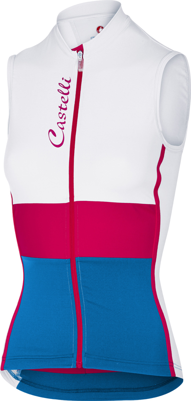 Castelli Protagonista fietsshirt mouwloos wit/roze/blauw dames 17066-001