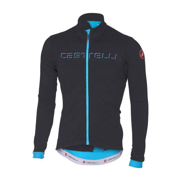 Castelli Fondo fietsshirt lange mouw antraciet/blauw heren 17511-986