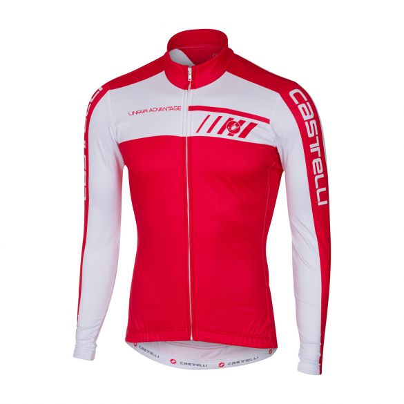 Castelli Velocissimo 2 fietsshirt lange mouw rood/wit heren 17512-230