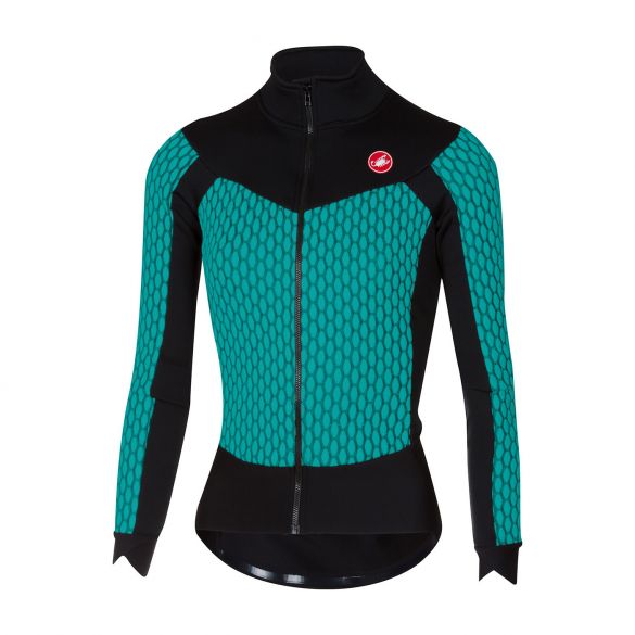 Castelli Sfida W fietsshirt lange mouw turquoise/zwart dames 17552-921