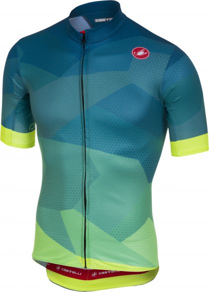 Castelli Flusso jersey fietsshirt blauw/fluo geel heren 18013-933