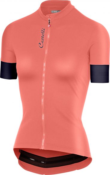 Castelli Anima 2 FZ fietsshirt salmon/blauw dames 18039-019