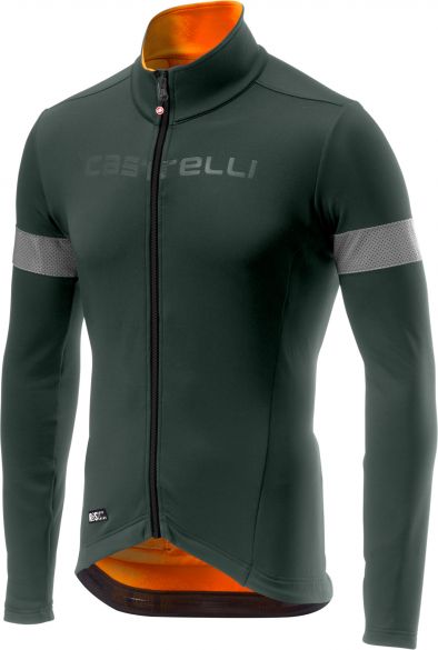 Castelli Nelmezzo ros lange mouw fietsshirt forest grijs/oranje heren 18510-089
