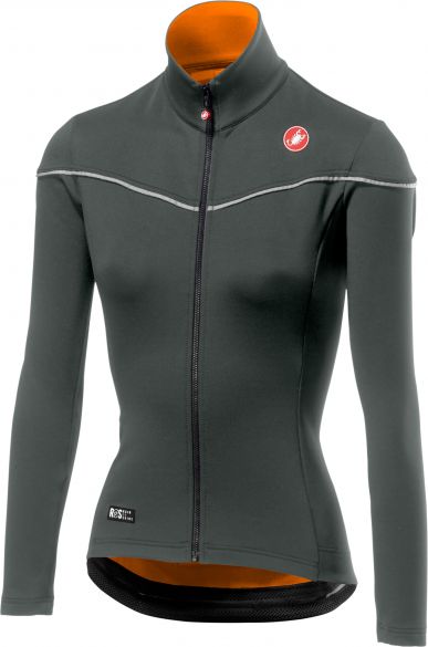 Castelli Nelmezzo ros W lange mouw fietsshirt forest grijs dames 18544-089