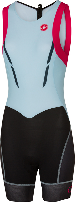 Castelli Short distance W tri suit mouwloos blauw/roze dames 17100-056