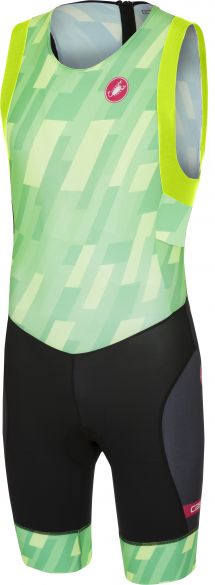 Castelli Short distance race trisuit rits achterzijde mouwloos pro groen/zwart heren 18111-084