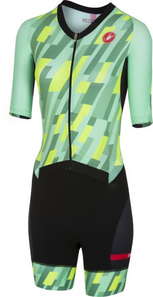 Castelli All out W speed trisuit korte mouw mint/geel/zwart dames 18115-060