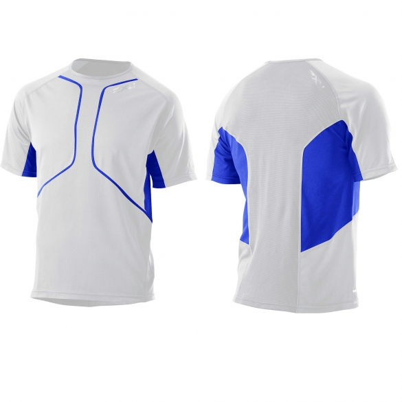 2XU Comp Run S/S Top wit blauw (MR2284a) 2XUMR2284ABLUE