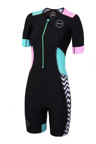 Zone3 Activate plus korte mouw trisuit Zebra fly dames TS18WACPS101
