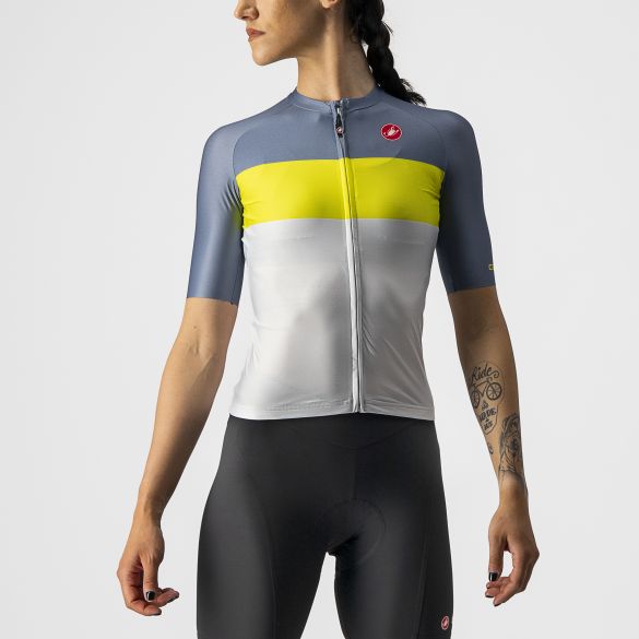 Castelli Aero Pro W fietsshirt korte mouw zilvergrijs dames M