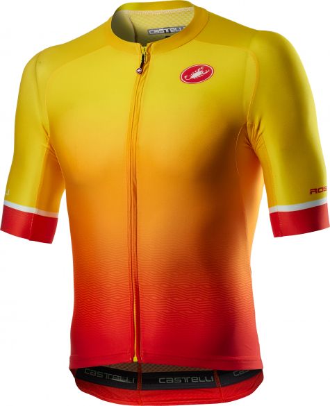 Castelli Aero race 6.0 korte mouw fietsshirt geel/oranje heren 20011-970