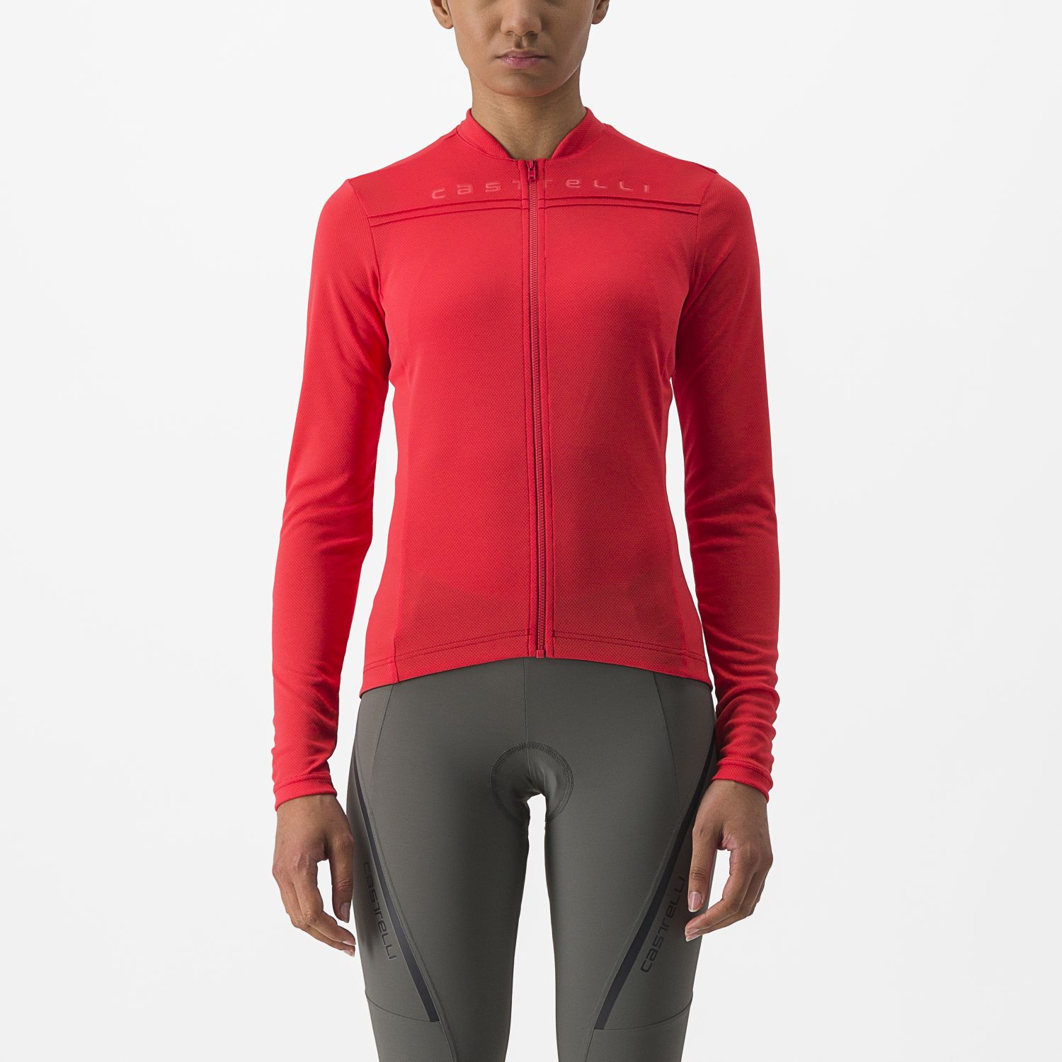Castelli Anima 4 fietsshirt lange mouw rood dames L