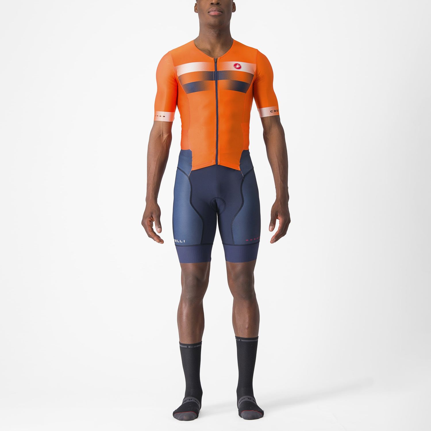 Castelli Free Sanremo 2 trisuit korte mouw oranje/blauw heren XXL