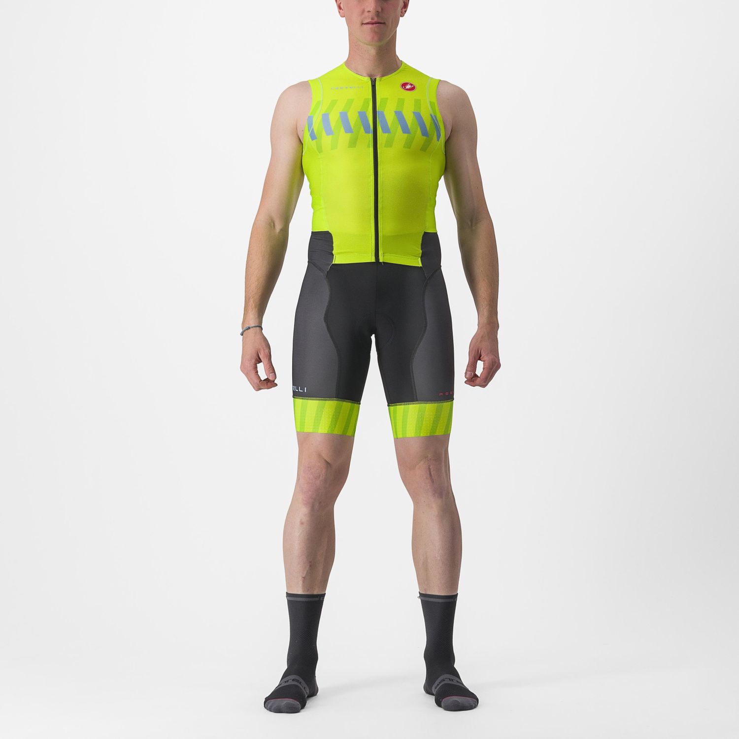 Castelli Free Sanremo 2 trisuit mouwloos groen/geel heren M