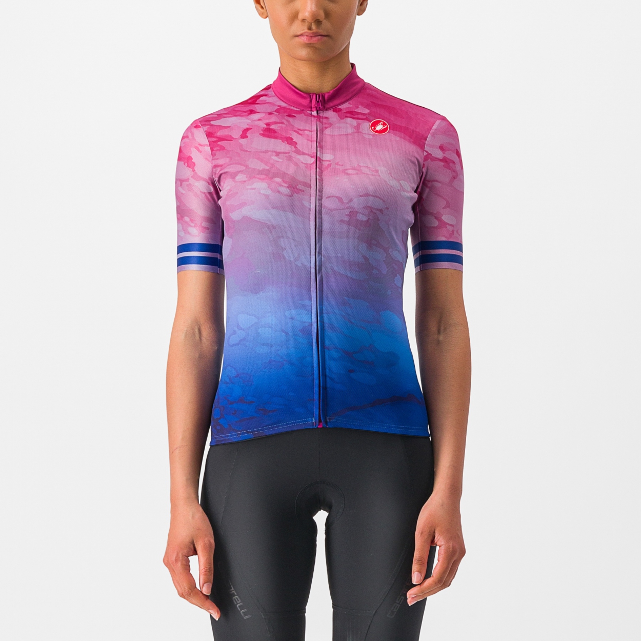 Castelli Marmo fietsshirt korte mouw rood/blauw dames XL