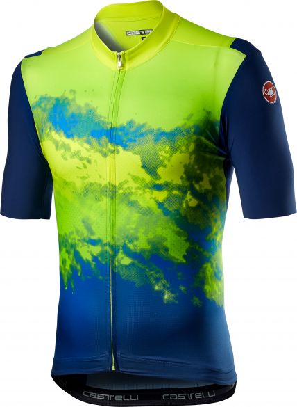 Castelli Polvere korte mouw fietsshirt geel/blauw heren 21009-032
