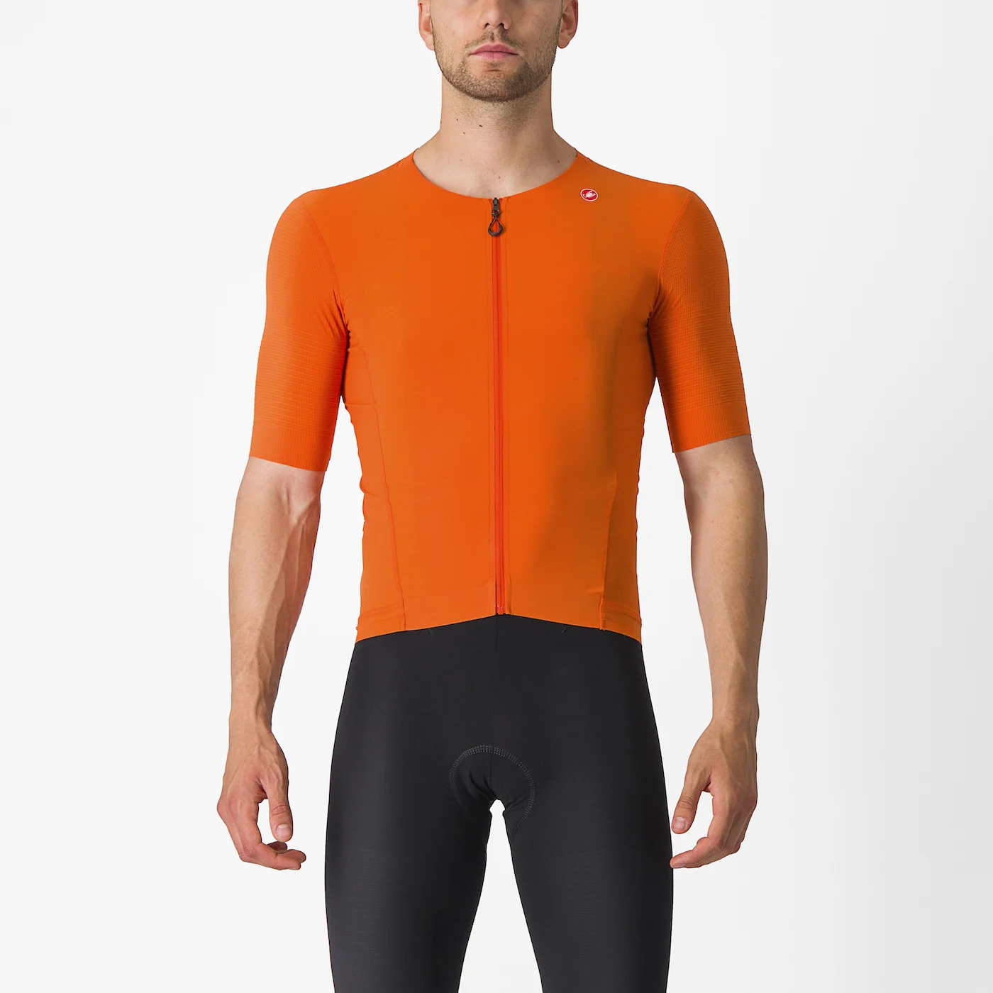 Castelli Premio black fietsshirt korte mouw oranje heren S
