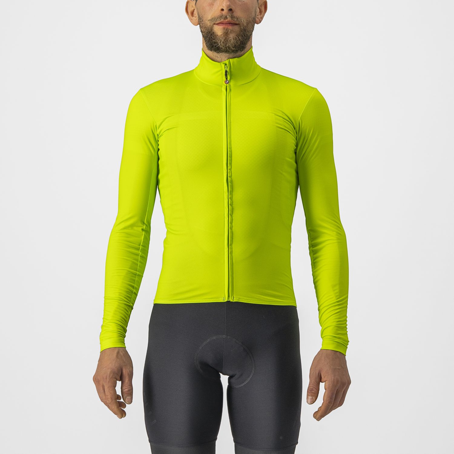 Castelli Pro thermal Mid lange mouw fietsshirt groen/geel heren S