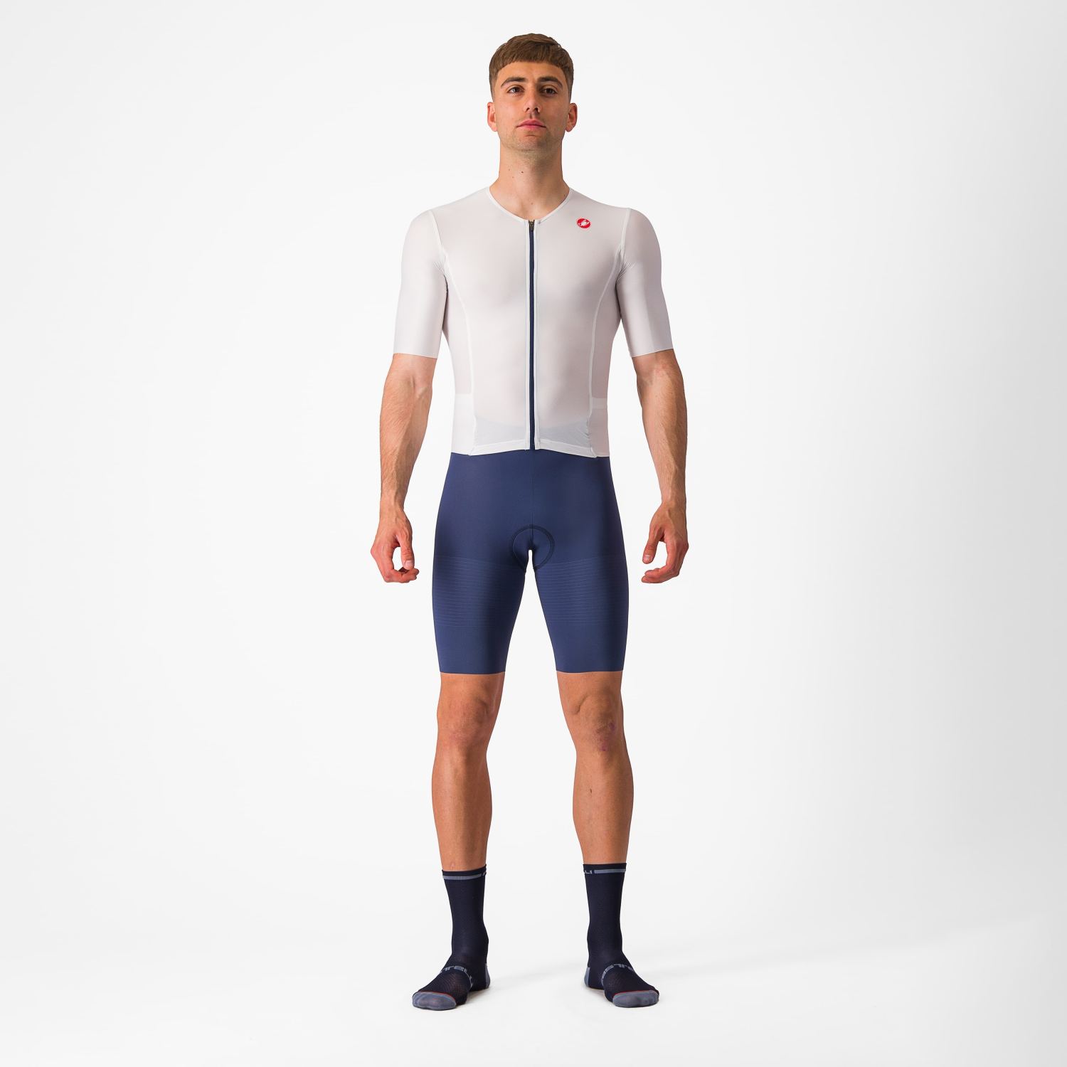 Castelli Sanremo Ultra speed suit trisuit korte mouw wit/blauw heren XXL