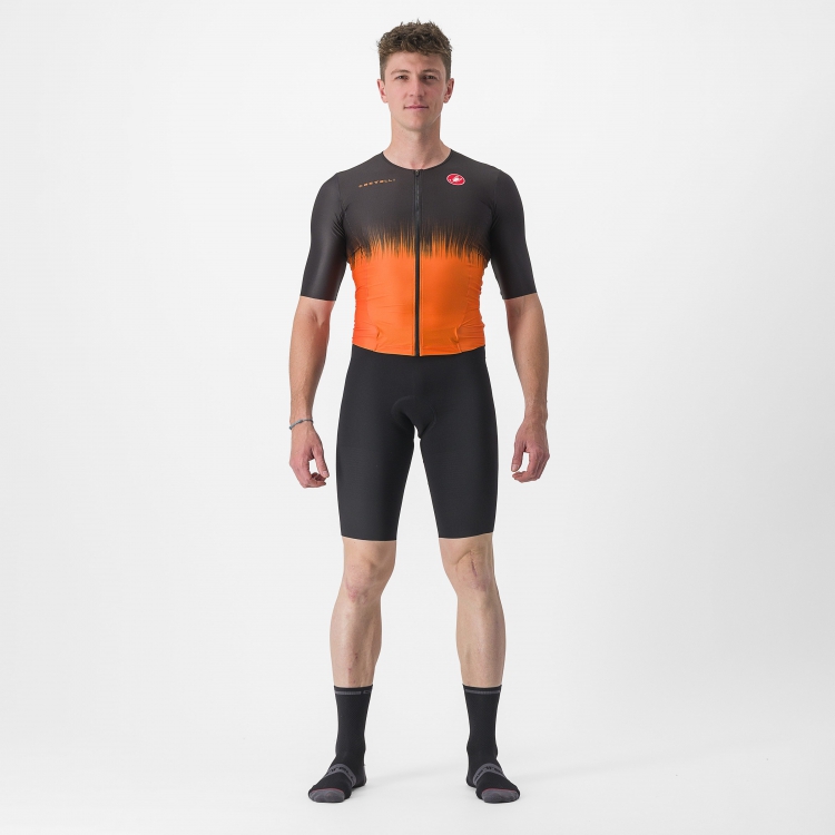 Castelli Sanremo Ultra speed suit trisuit korte mouw zwart/oranje heren XXL