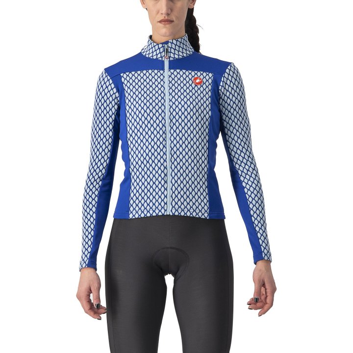 Castelli Sfida 2 fietsshirt lange mouw blauw/wit dames S