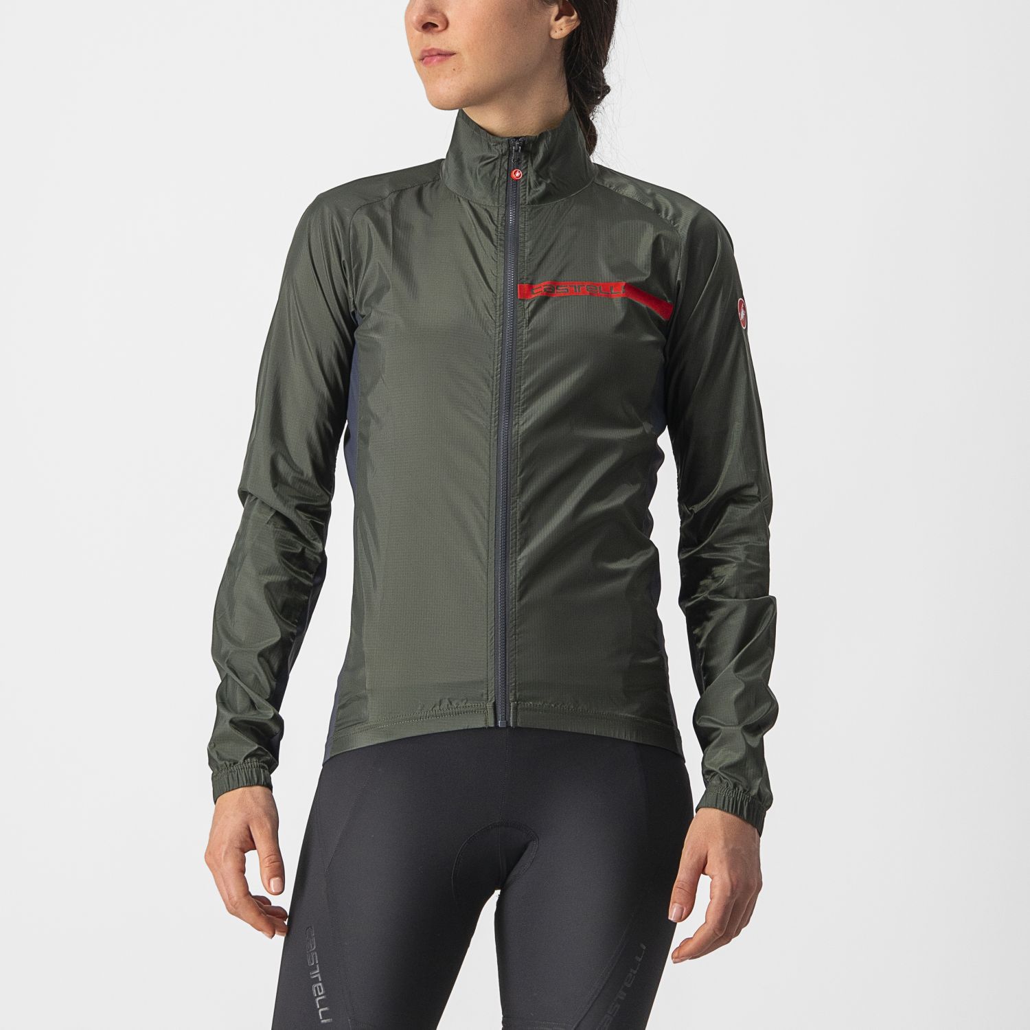 Castelli Squadra stretch fietsjack lange mouw groen dames XL
