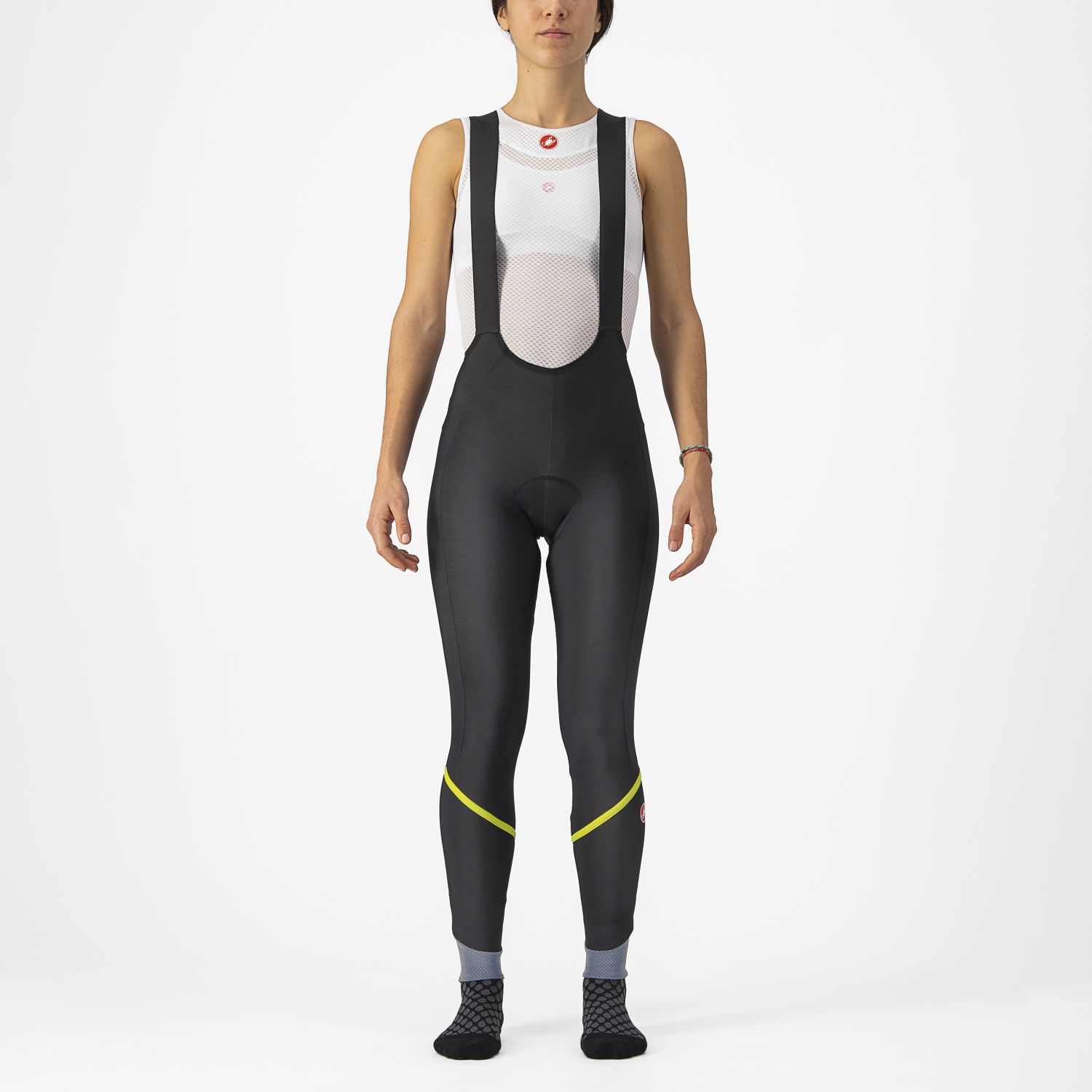 Castelli Velocissima DT fietsbroek lang zwart/geel dames S