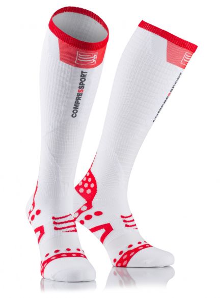 Compressport Fullsocks ultralight racing compressiesokken wit FSUL102-00VRR