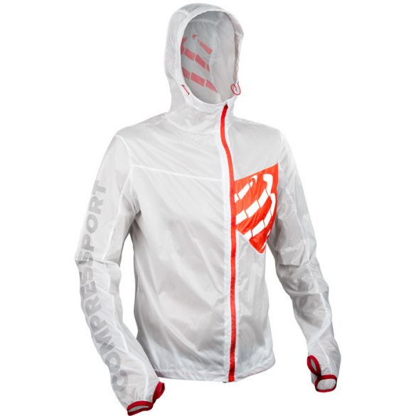 Compressport Trail hurricane jacket hardloopjack wit WSTR-LS00