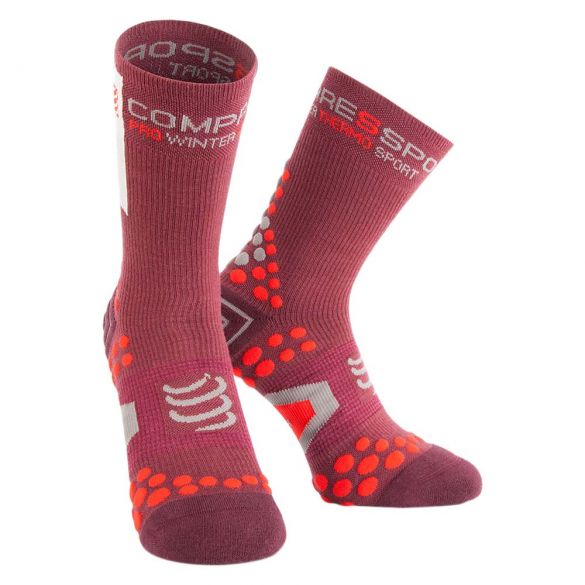 Compressport V2.1 winter fietssokken burgundy LSH11