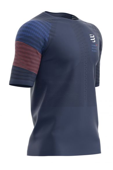 Compressport Racing ss t-shirt blauw heren TSRUNR-SS-5080