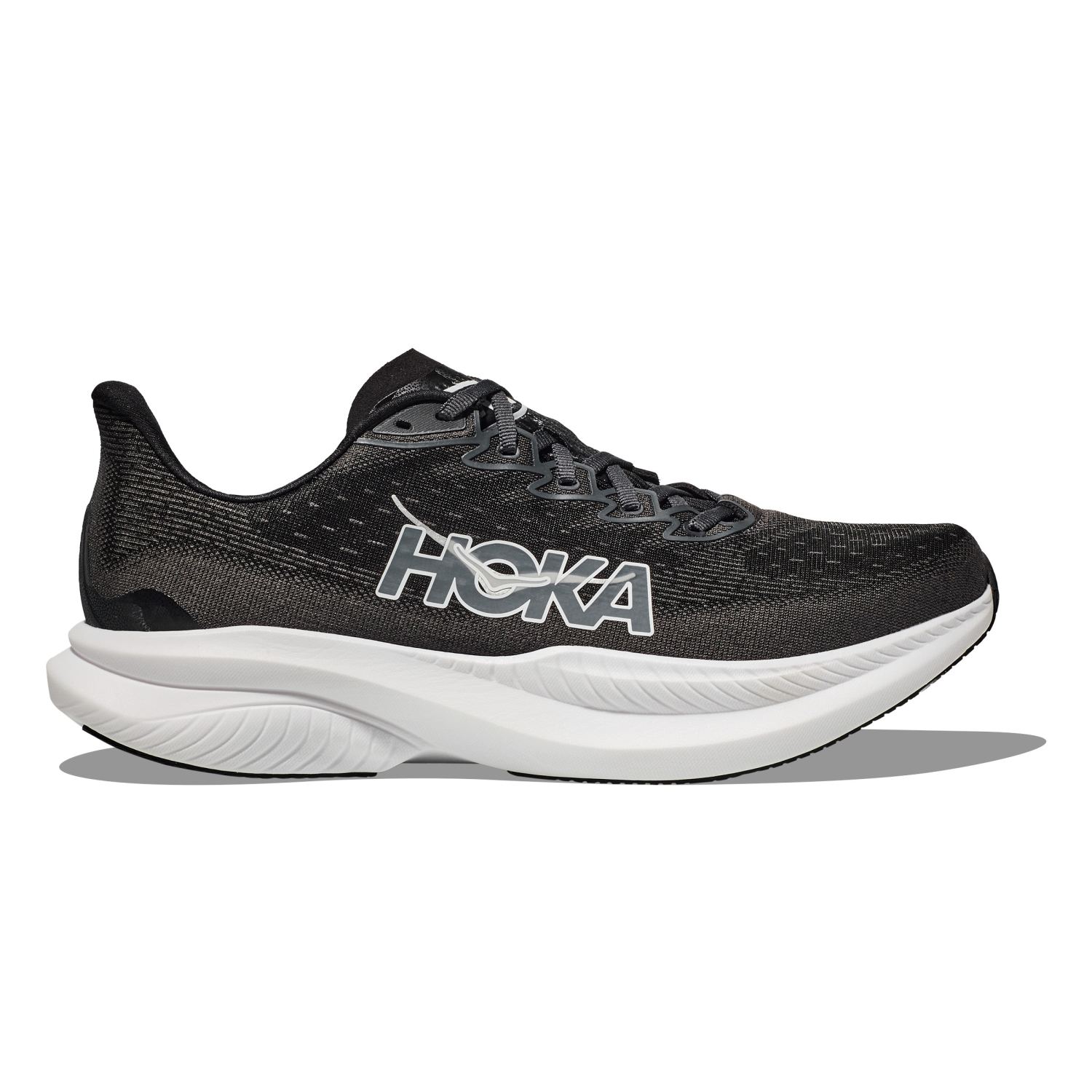 Hoka Mach 6 hardloopschoenen Black/White dames 1147810-BWHT