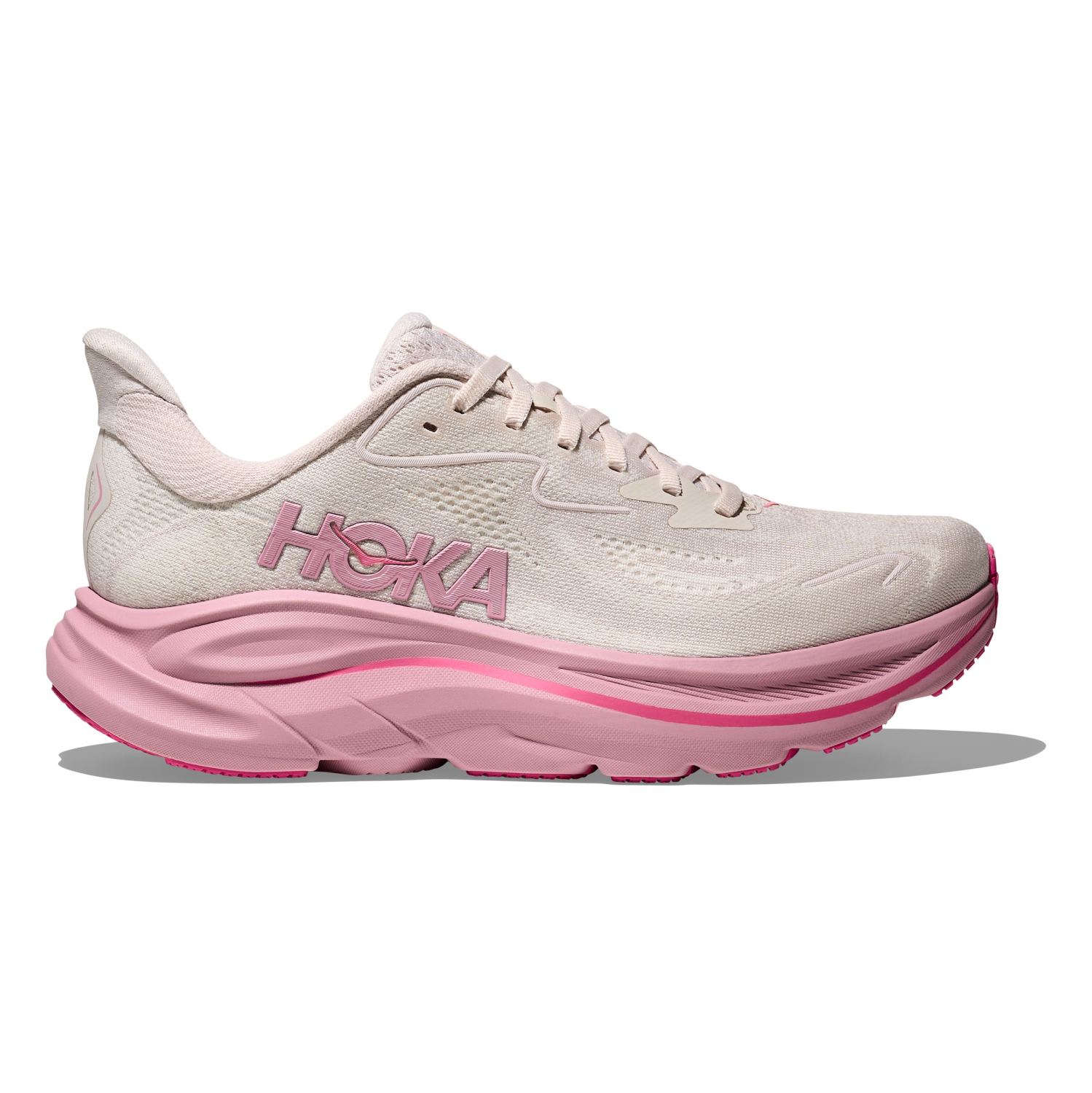 Hoka Clifton 10 hardloopschoenen Rose Cream/Dried Rose WIDE Dames 1162050-RMD