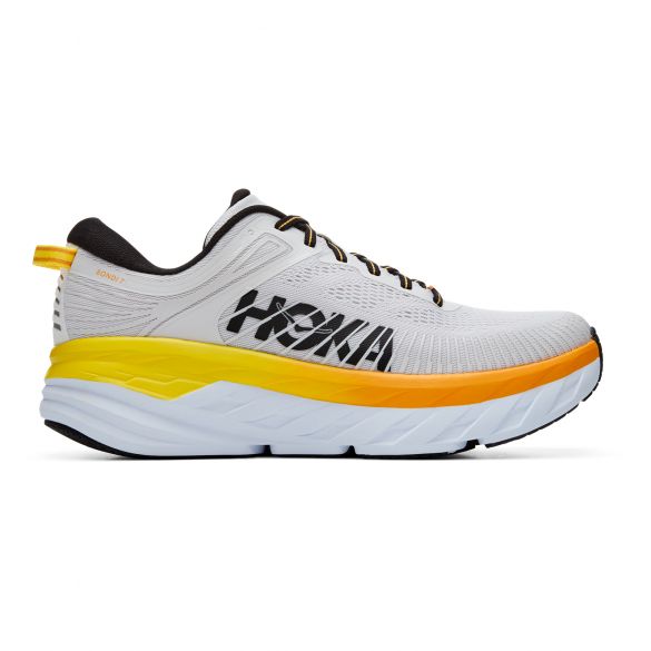 Hoka One One bondi 7 Wide hardloopschoenen grijs/geel heren 1110530-NCRY