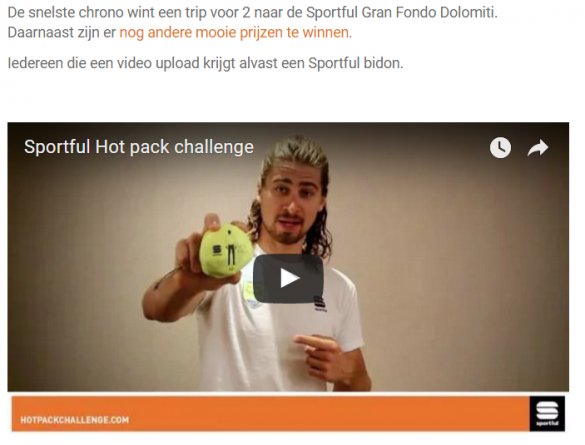 Peter Sagan daagt alle Hot Pack gebruikers uit!