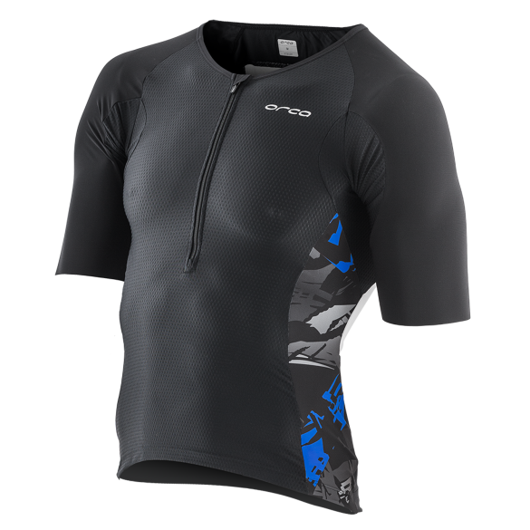 Orca 226 Tri jersey korte mouw zwart/blauw/wit heren HVDE16