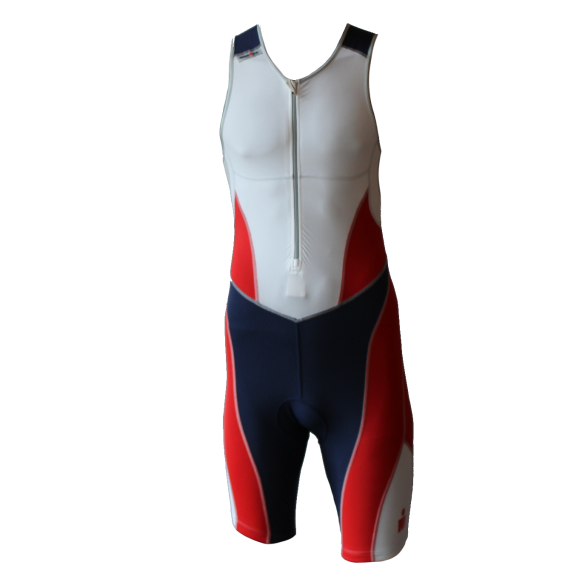 Ironman trisuit front zip mouwloos bodysuit wit/blauw/rood heren IM8507-03/41