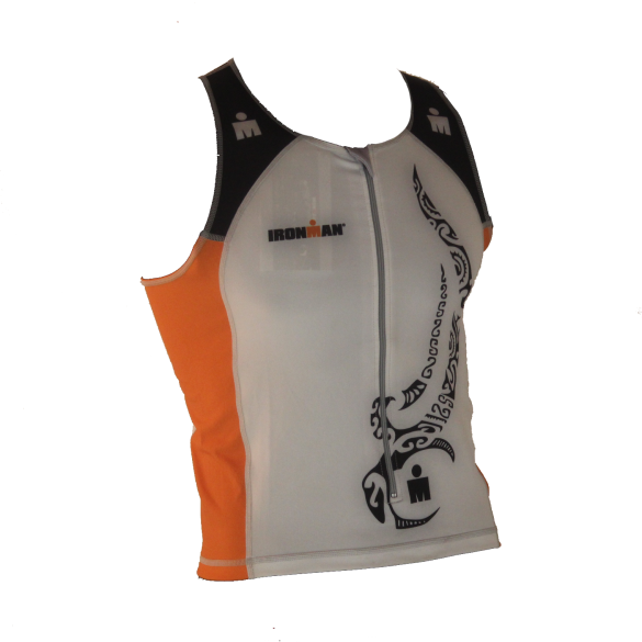 Ironman tri top front zip mouwloos multisport tattoo wit/oranje heren IM8925-03/13
