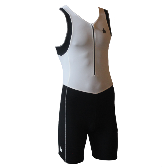 Ironman trisuit front zip mouwloos B9 wit/zwart heren IMB950-03/15
