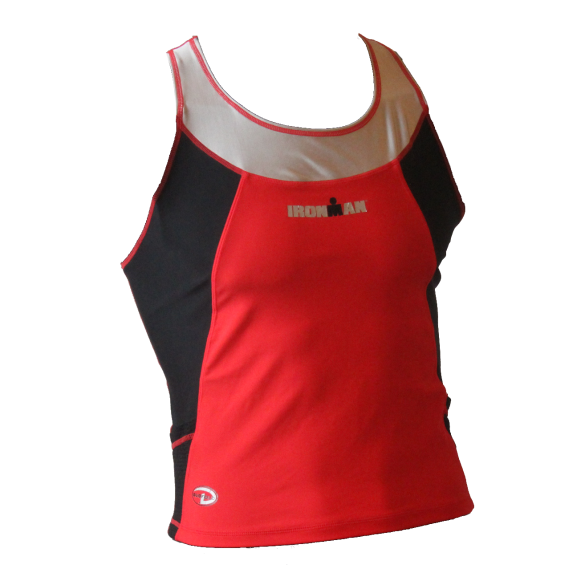 Ironman Duofold mouwloos hardloop top rood/zwart heren IMDuotop