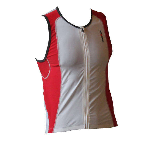 Ironman tri top front zip mouwloos 2P wit/rood heren IMT0203-03/05