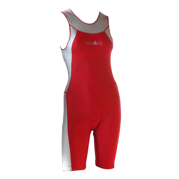 Ironman trisuit back zip mouwloos Skin suit rood/zilver dames IMW1517-05/10